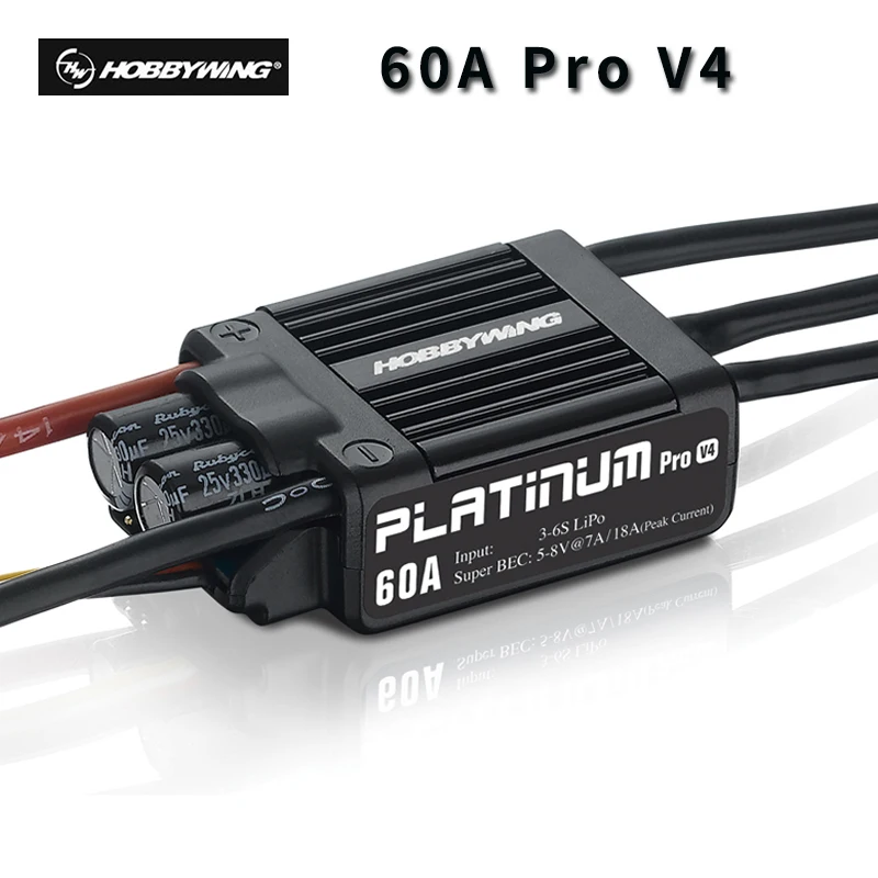 Оригинальный Hobbywing Platinum 60A PRO V4 ESC (3S 6S) для вертолета 450 480 Heli (Пропеллер: 325 360