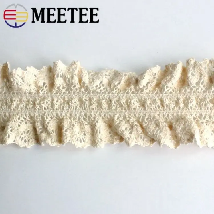 Meetee 10 ярдов/партия 3 см Хлопок Белый Тюль кружевная ткань двусторонняя тонкая