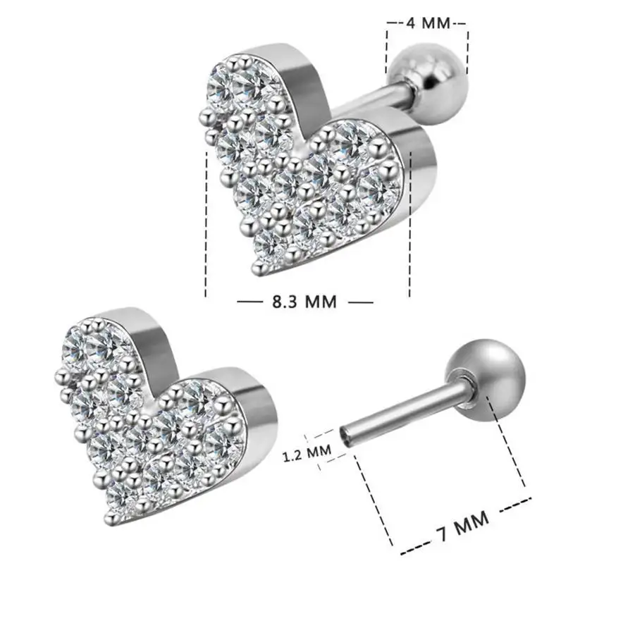 1 шт. в стиле хип хоп из нержавеющей стали Серьги козелка пирсинг циркониевые