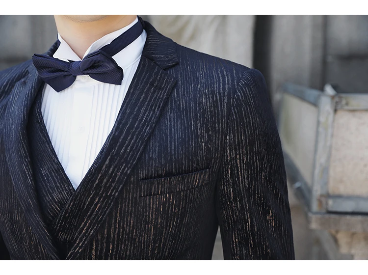 Повседневная одежда(Блейзер+ жилет+ брюки), Trajes De Hombre, костюм Mariage Homme Tuxedo,, осенние мужские костюмы в полоску, мужские деловые костюмы