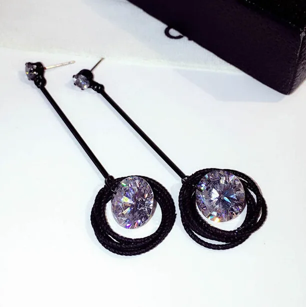 Корейские стразы кристалл серьги для женщин ювелирные изделия Длинные корейской