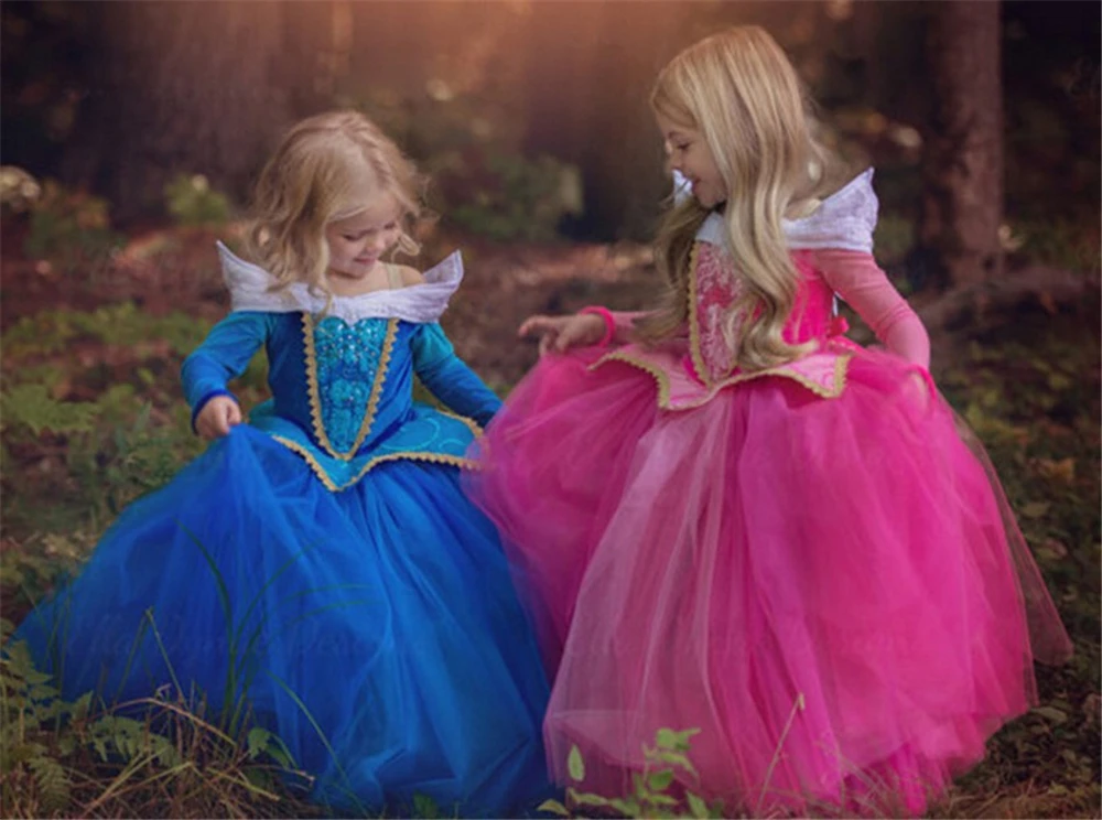 Sleeping Beauty Dress Up Girls Princess Aurora Girl Long-sleeve Children's Christmas Party Fantasia Infantil | Детская одежда и