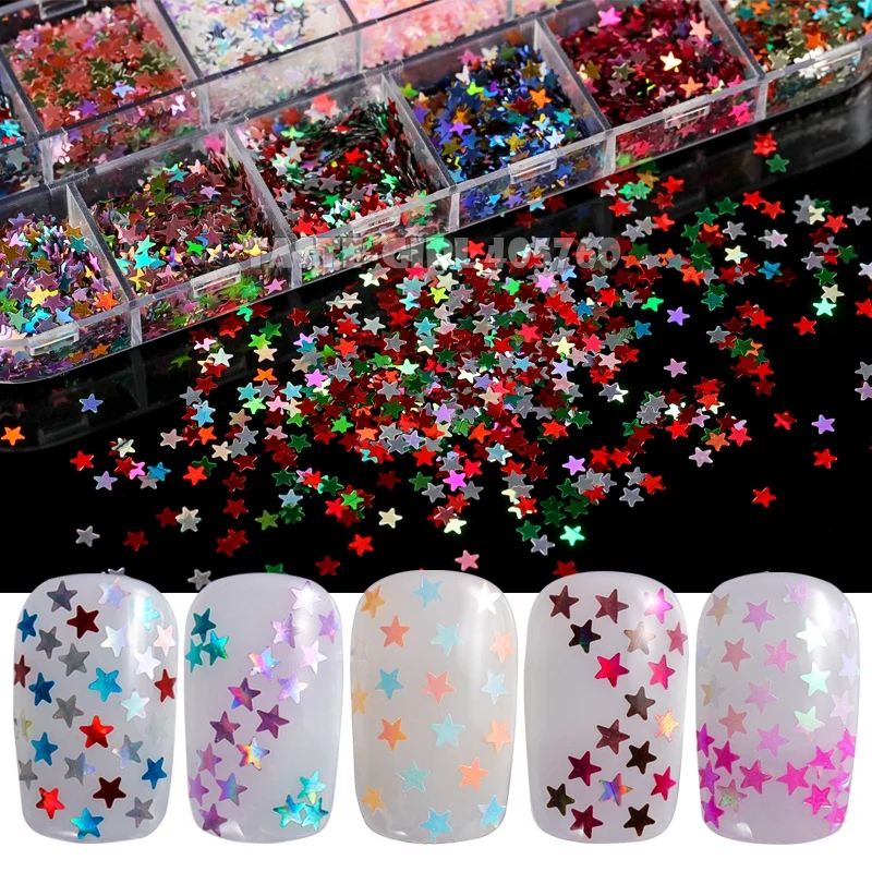 12 сеток/набор разноцветные блестящие звезды пентаграмма пайетки акриловый
