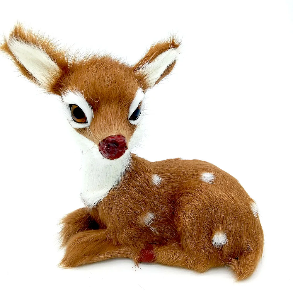 Искусственные животные модель около 14x14 см Sika Deer игрушка из меха и полиэтилена
