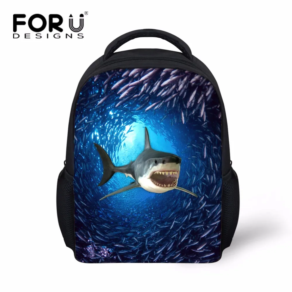 Школьные ранцы FORUDESIGNS с 3d принтом акулы для маленьких мальчиков классные