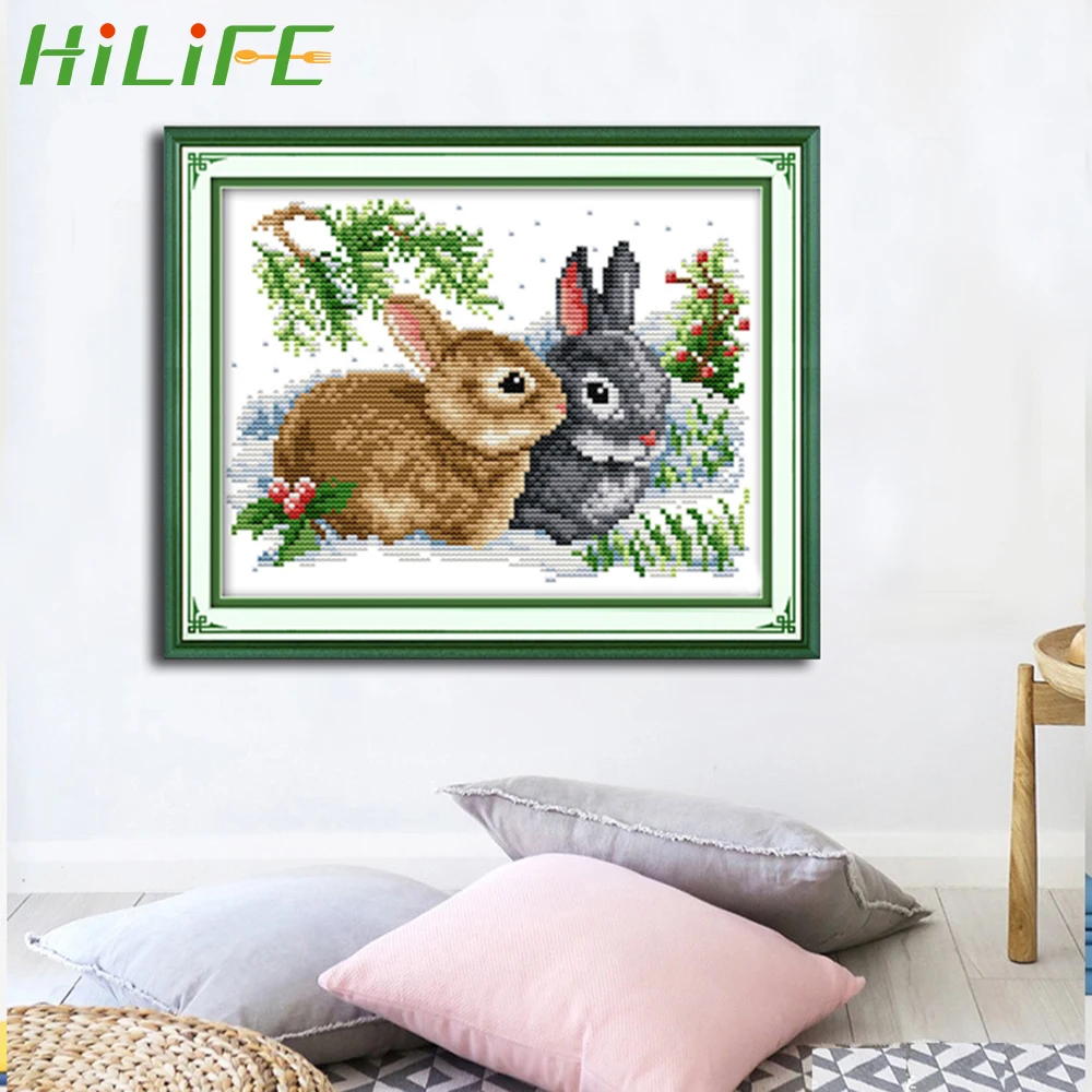 HILIFE вышивка крестиком наборы для рукоделия кролик узор ремесла наборы для вышивки 11CT Печать Ткань DIY