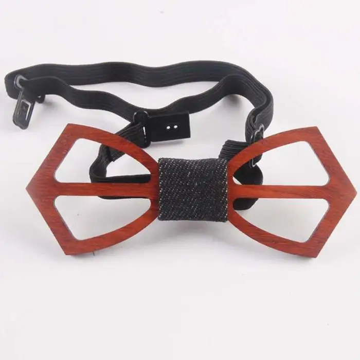 Men Handmade Wooden Bow Tie with Adjustable Strap for Anniversary Birthday Wedding TT@88