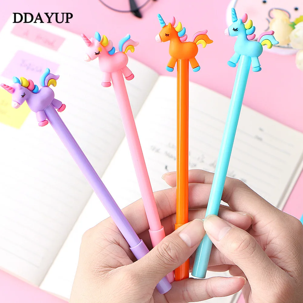 4 шт./лот милые радужные гелевые ручки в виде единорога Корейская креативная