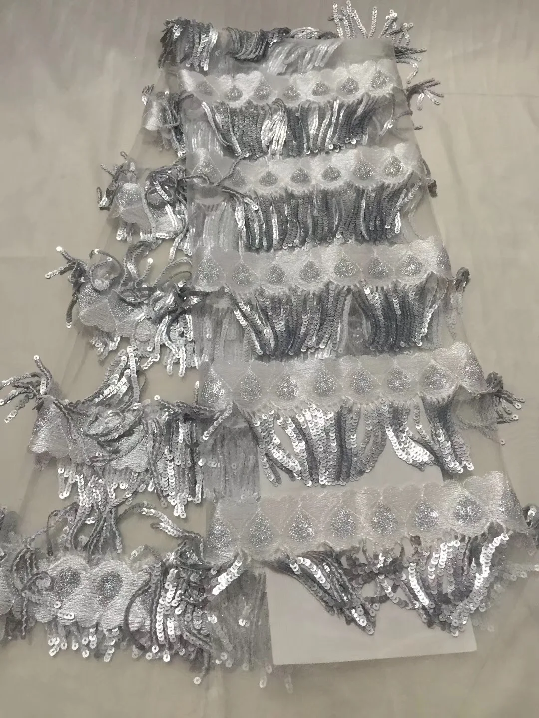 

The latest 3D sequined lace fabric, high quality net lace embroidery dark blue, African wedding net lace fabric 2018 CD2892