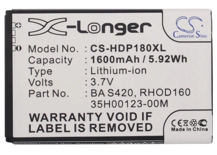 Cameron Sino Высокое качество 1600mAh батарея для T Mobile G2 Touch Pro 2 Verizon VX6875 XV6175 XV6975|battery for|cameron