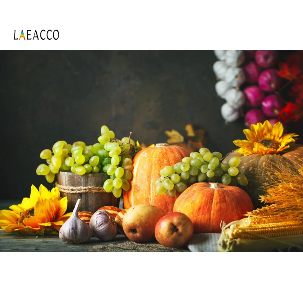 Laeacco фотофоны осенние Фрукты кукуруза овощи цветок Урожай сезон Портретные Фото
