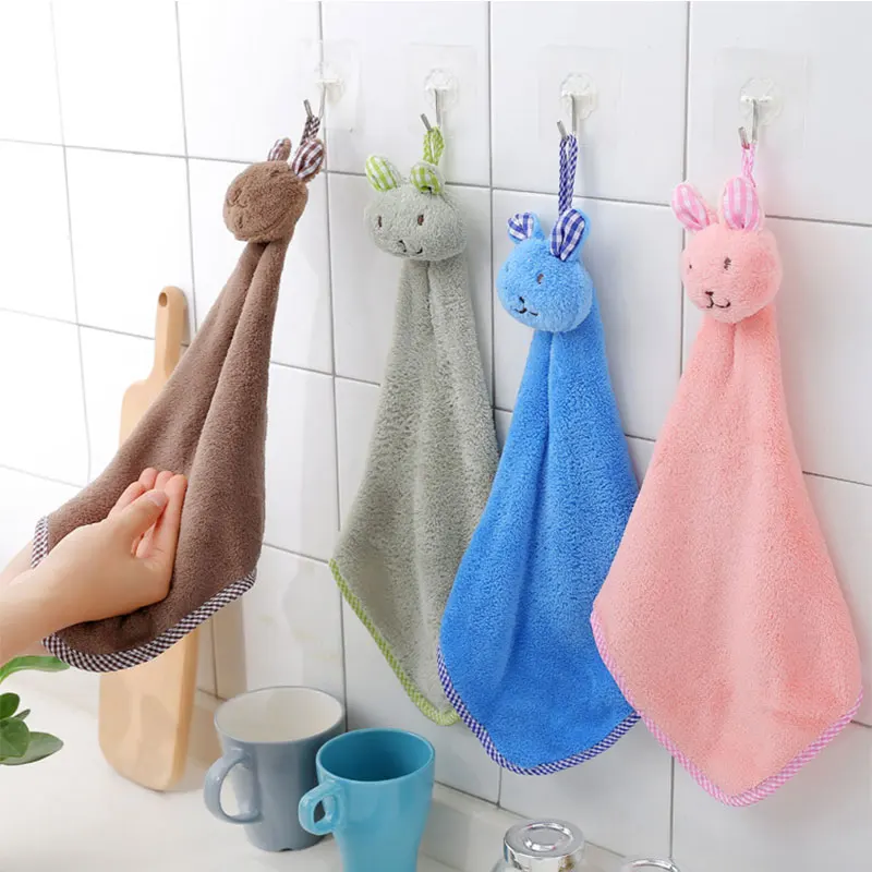 Baby Nursery Hand Towel baby bath towels Toddler Soft Plush Cartoon Animal Wipe Hanging Bathing Towel For Children Bathroom