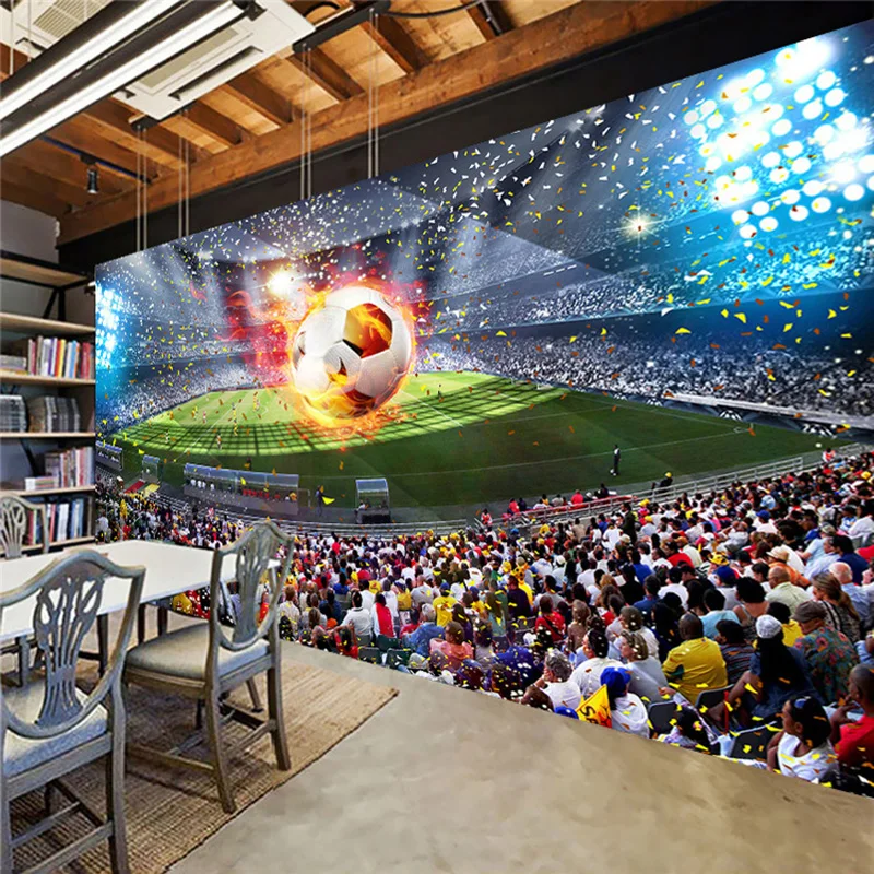 Фотообои 3D стерео футбольное поле Фреска гостиная кафе фон стены домашний декор