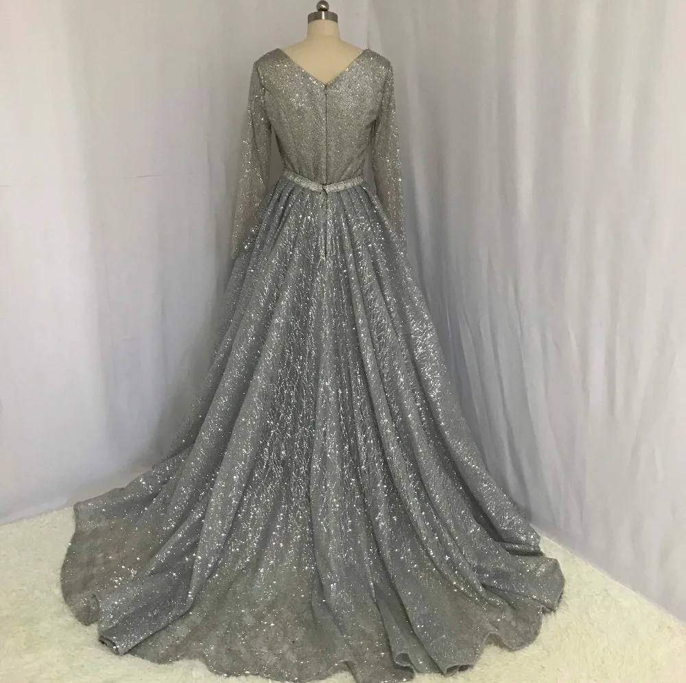 Дизайнерские блестящие Серебристые Выпускные платья русалки с v образным