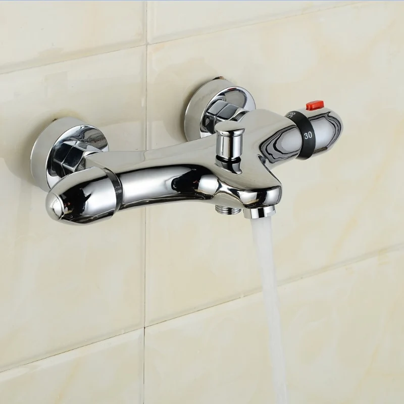 Настенный термостатический смеситель для душа с двумя ручками смесители