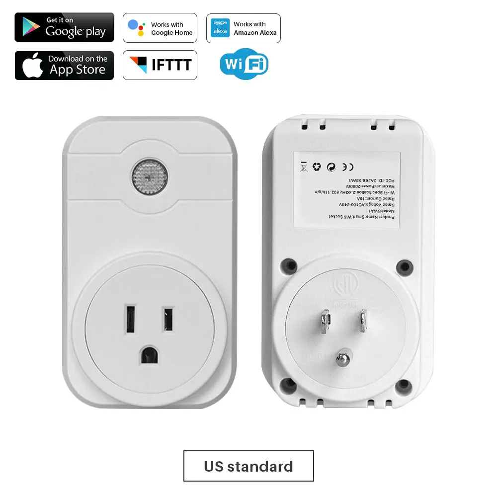 US Standard Plug WiFi умная розетка с разъемом питания с приложением синхронизации дистанционного управления Совместимость с Amazon Alexa Google Home Mini Smart Home Автоматизация - Цвет: US Standard Plug