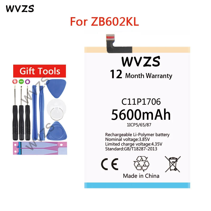 Wvzs 5600 мАч литий-полимерный аккумулятор C11P1706 для Asus ZB602KL AIR/COS POLY 4H 4A Сменные