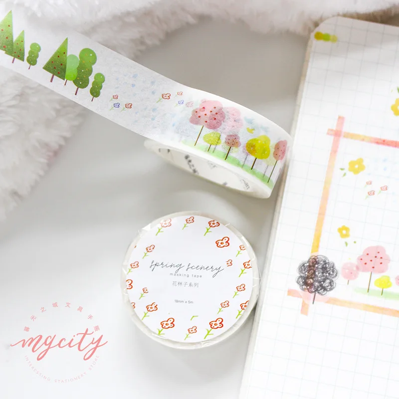 18 мм Широкий Бант-бабочка/лес/свежий цветок лента для декорации Washi DIY планировщик