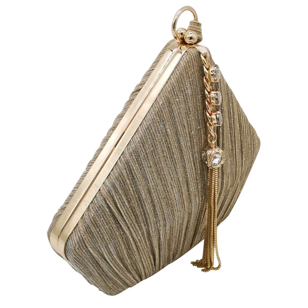 Boutique De FGG Пентагон женские Сатиновые вечерние сумки кристалл кисточкой клатч Сумки Свадебная вечеринка коктейль Minaudiere кошельки сумка