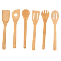 6pcsset cooking utensils bamboo wood kitchen slotated spatula spoon mixing holder dinner food rice wok shovels tool ej875484