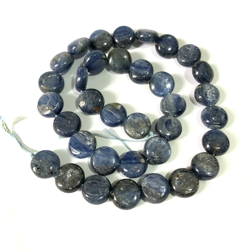 Wholesale1string Natural Kyanite 12mm Round Coin Beads Loose Gem Stone For jewelry 15.5&quot | Украшения и аксессуары