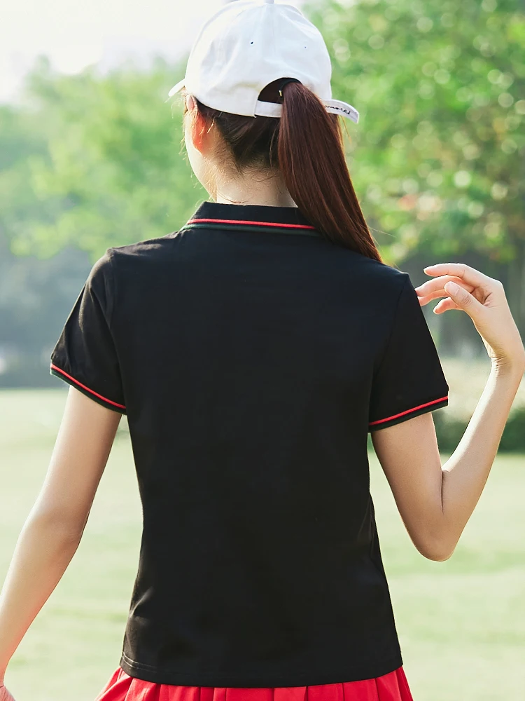

2020 New Cotton Short Sleeve T-shirt, Women's Pure Color, Loose Size, Turn-lapel T-shirt, Women's Sports Polo Shirt