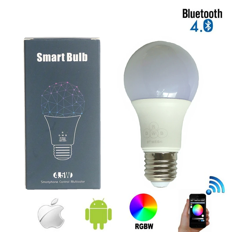 2018 Новый 4 5 Вт E27 RGBW светодиодный светильник лампа Bluetooth 0 сетчатый