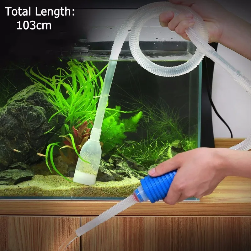 Length 103cm Aquarium Manual Cleaner Tool Siphon Gravel Fish Tank Suction Pipe Filter Vacuum Water Change Pump Tools | Дом и сад