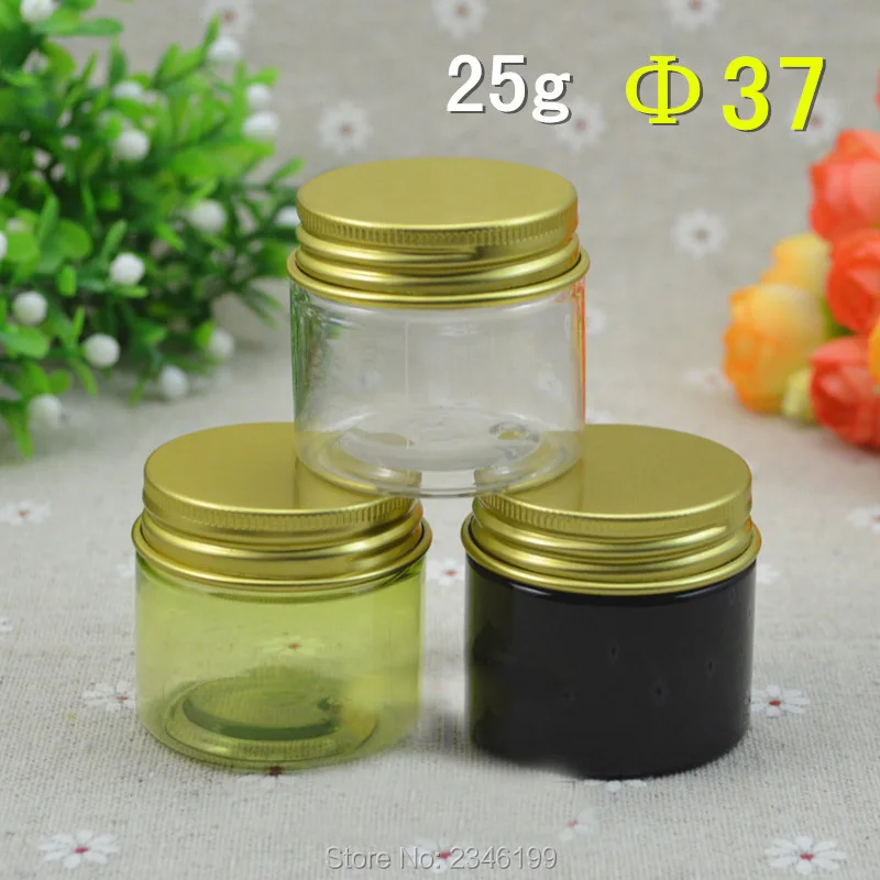 25 г 50 шт./лот пустая Косметическая емкость с золотой алюминиевой крышкой ПЭТ