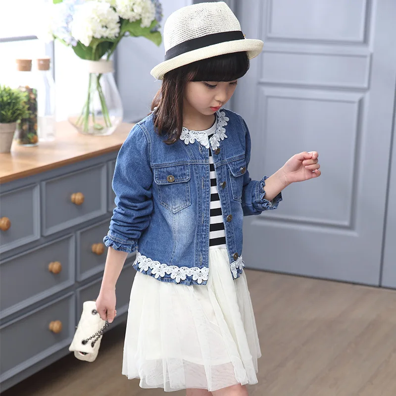 Модный детский костюм на весну-осень комплект для девочек 4-13 лет джинсовая