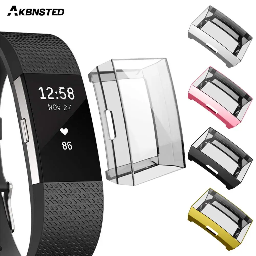 AKBNSTED ТПУ силиконовый чехол для Fitbit Charge 2 полная защитная рамка смарт-часы Защита