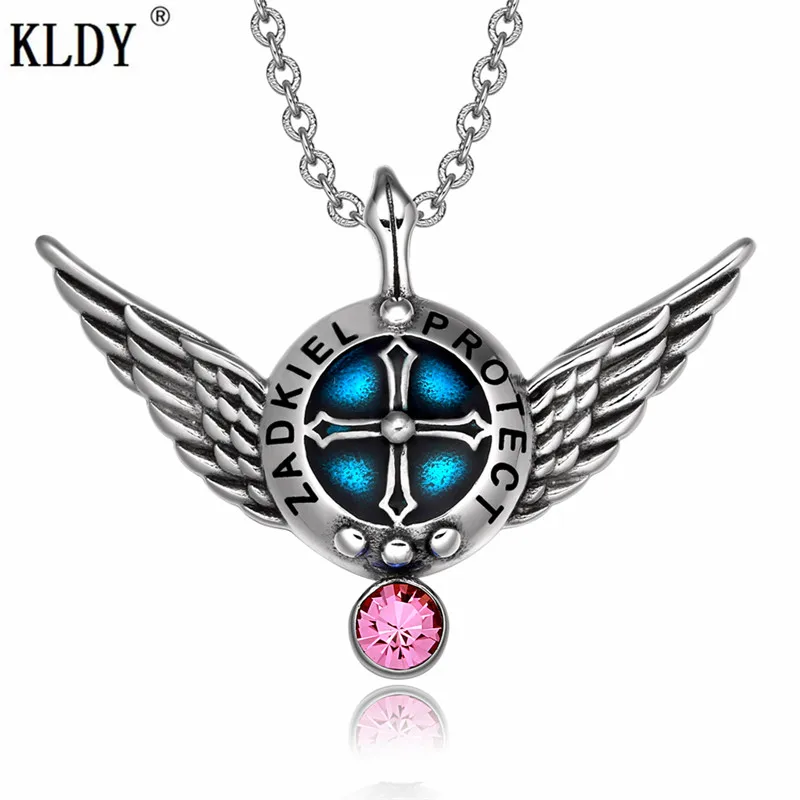 KLDY ожерелье из натурального камня с розовым кристаллом подвеска нержавеющей
