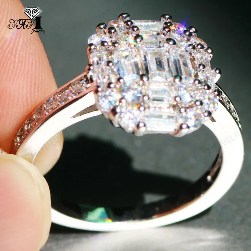 Ювелирные изделия YaYI Принцесса Cut 7 6 CT белый циркон серьги из серебра обручальные