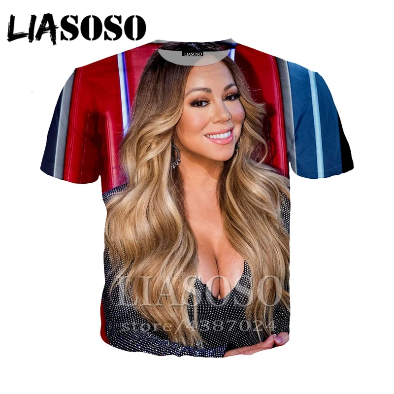 LIASOSO, аниме, 3d принт, футболка для мужчин и женщин, модная, Harajuku, короткий рукав, Mariah Carey, забавная футболка, футболки, рок, homme, футболка, E309