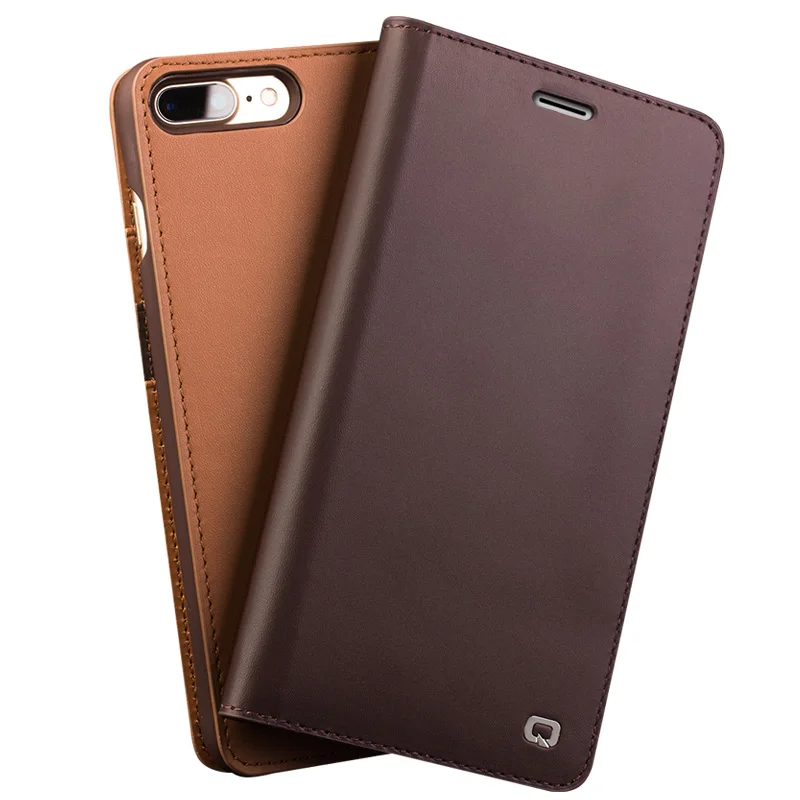 Деловой Ультратонкий чехол QIALINO из натуральной кожи для телефона iPhone 7 модный