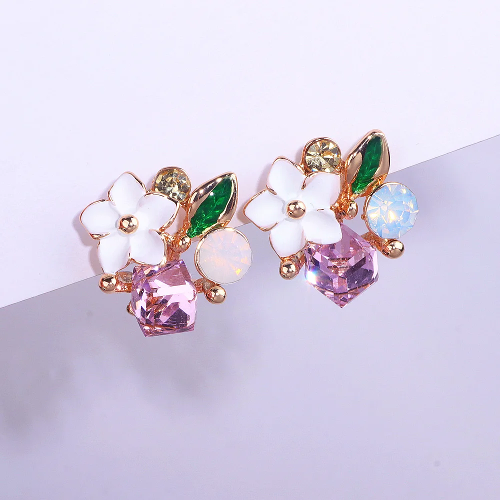 Женские серьги-гвоздики с кристаллами серьги в форме цветка свадебные украшения