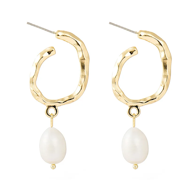 

Natural Freshwater Pearl Stud Earrings Multi-shape Geometric Irregular Metal Alloy Round Earrings Brincos Jewelry Birthday Gifts