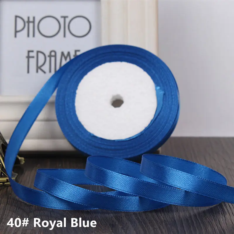 Royal Blue 25 ярдов/рулон корсажные атласные ленты для свадьбы рождественской вечеринки украшения wide6mm-40mmDIY ленты для поделок Подарочный материал - Цвет: Royal Blue