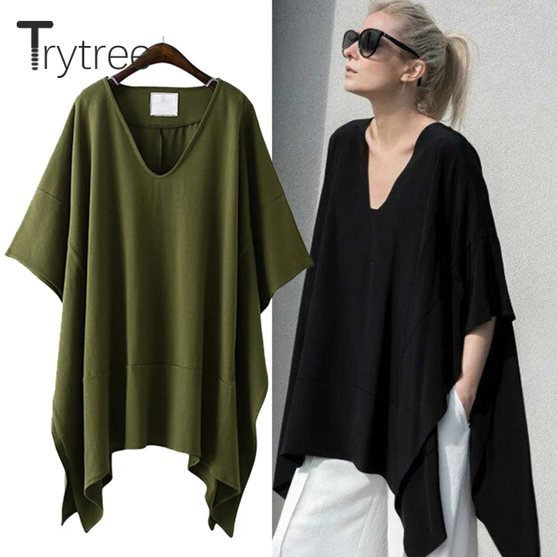 Trytree летняя повседневная женская футболка с v образным вырезом и рукавами летучая