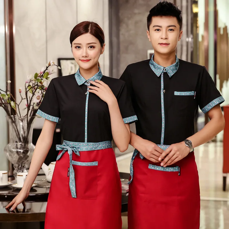 Отель спецодежды Один Топ официантка с коротким рукавом комбинезоны для девочек