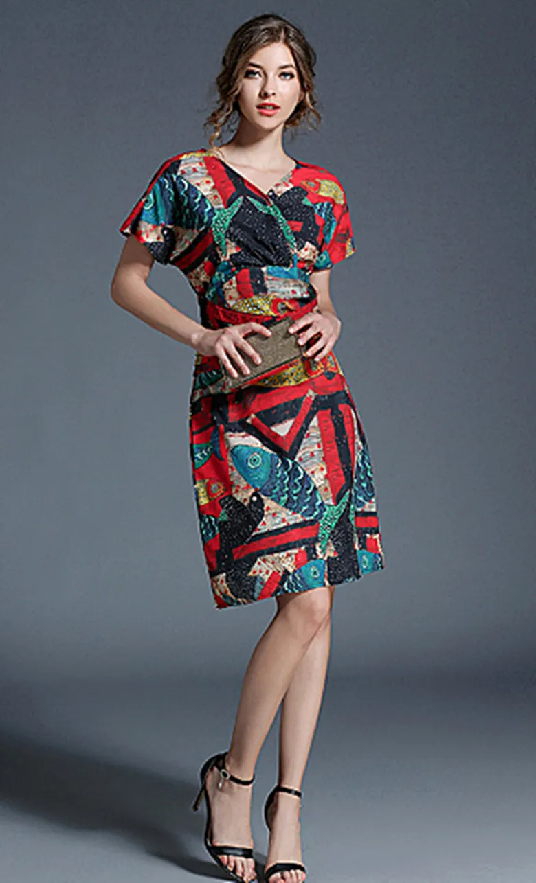 Новый высокое качество Для женщин Платья для короткий рукав Винтаж Платье с