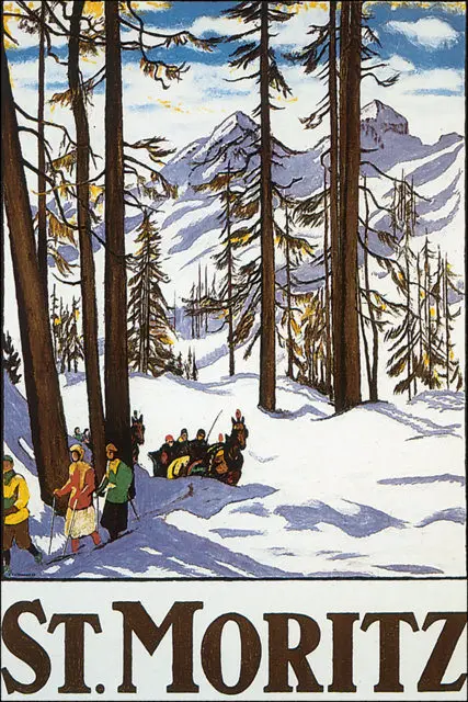 Винтажный постер для катания на лыжах спорта путешествий Австрия толбан