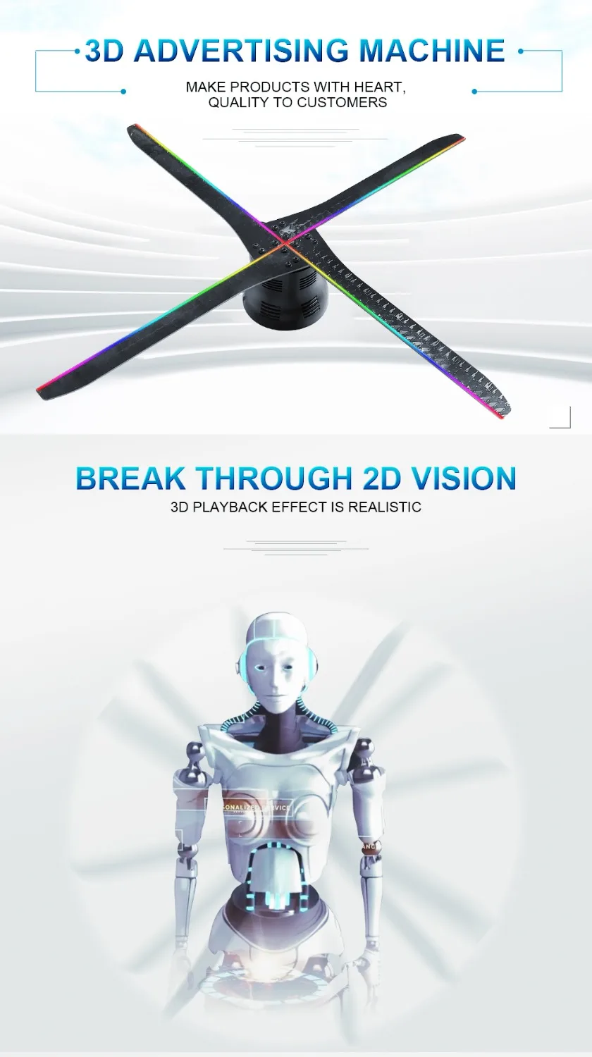 ZIoT 60 см HD Wifi 3D голографический проектор голограмма плеер светодиодный дисплей Вентилятор Магазин Бар украшения