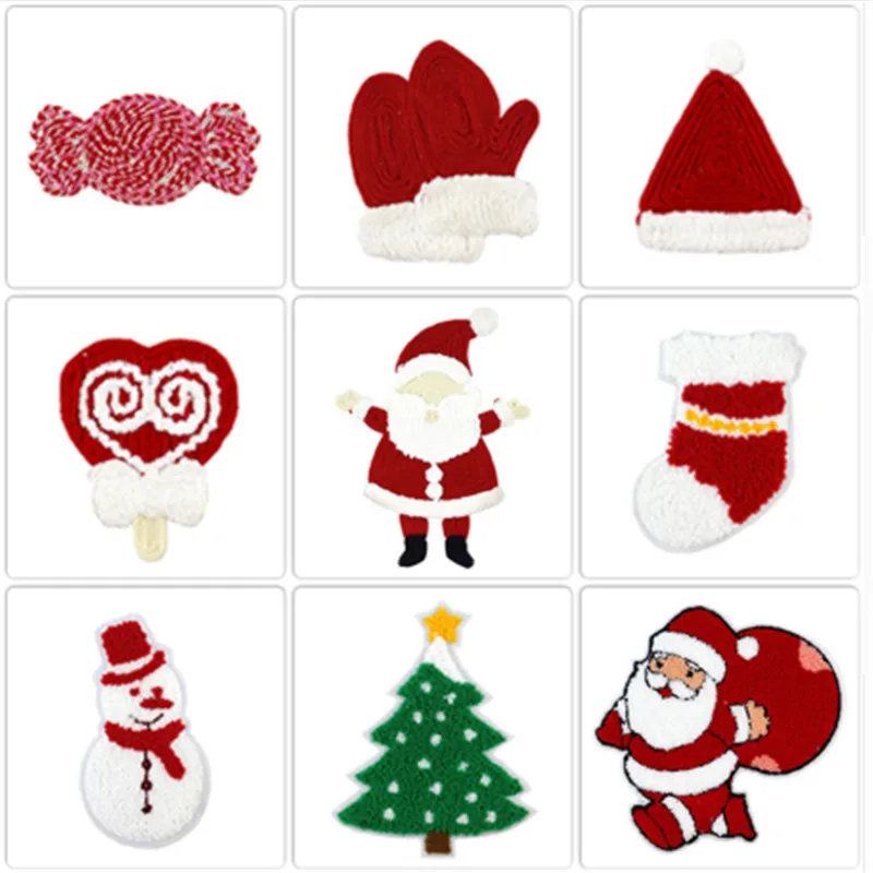

Christmas Gift Christmas Tree Ornament Santa Claus Snowman Embroidery Sew On Patches For Clothing Appliqued Decor Of Children