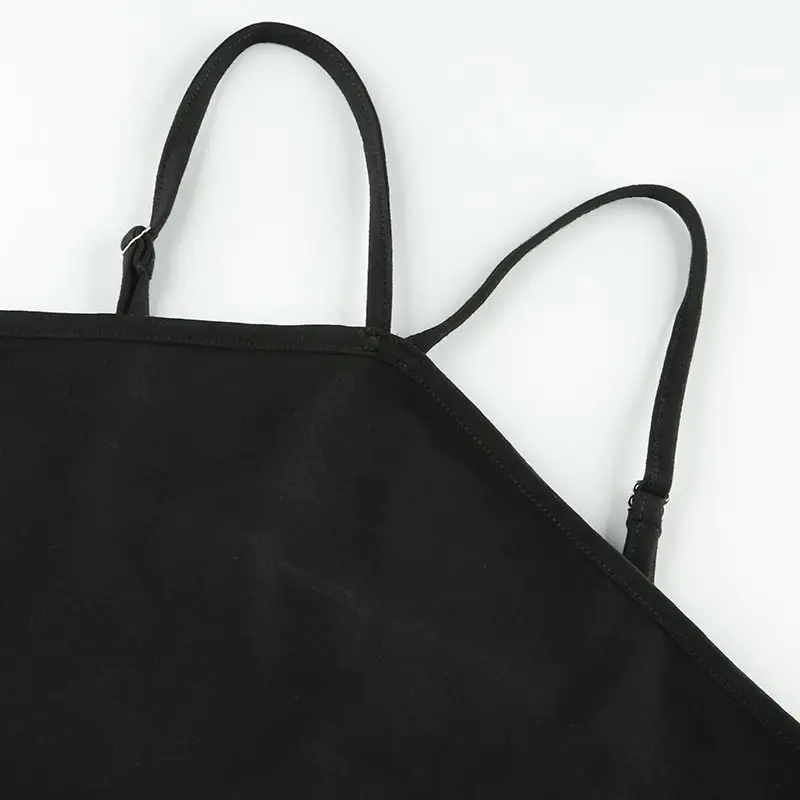 Женский топ на бретельках с открытой спиной черный укороченный модный дизайн