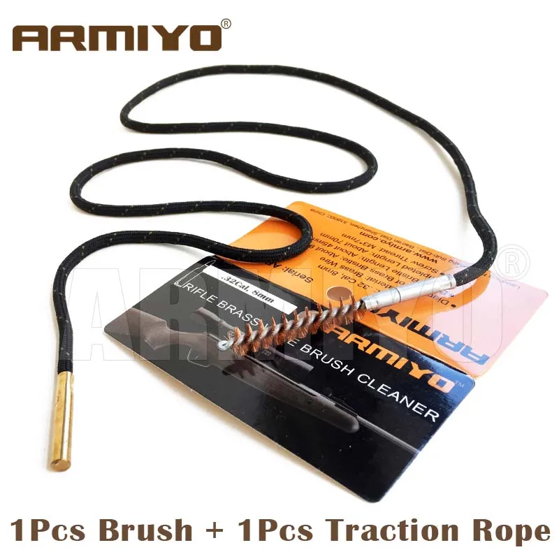 1 Brush Plus 1 Rope Armiyo отверстие кисти пистолет баррель очиститель стрельба пистолет винтовка дробовики чистящий комплект(выбрать калибр) винтовой резьбой m4 8-32 - Цвет: 1 Brush Plus 1 Rope
