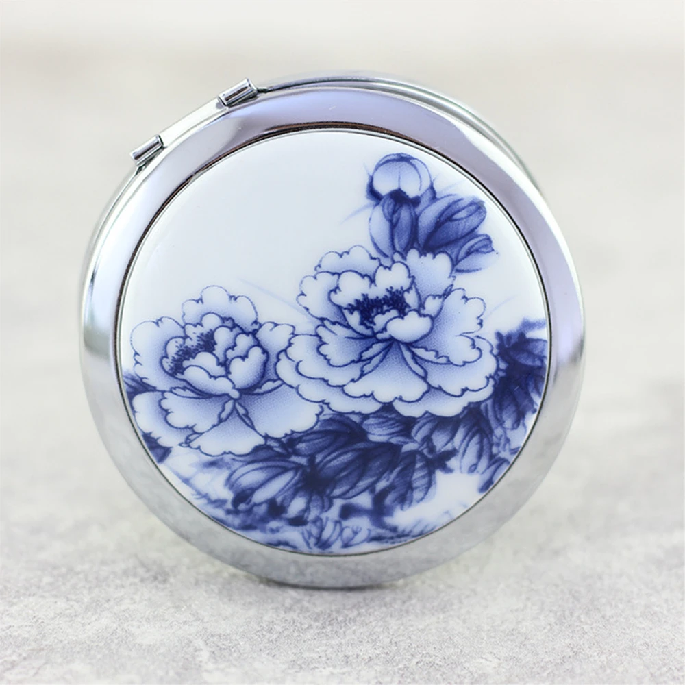 Цзиндэчжэнь фарфоровое портативное женское карманное зеркало для макияжа в