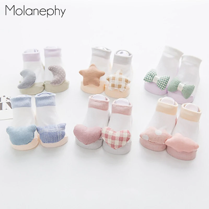 Molanephy Baby Socks Autumn Winter Cartoon Boys Girls Warm Cute Newborn Soft Indoor Floor Non-slip Moon Star 0-24 Month | Детская одежда