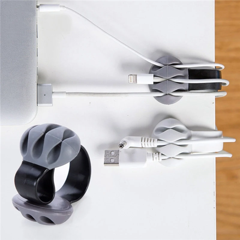 LEORY Противоскользящий Настольный держатель для кабеля с зажимом силиконовый