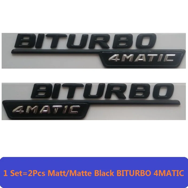 2Pcs BITURBO 4MATIC 3D Матовый Черный W212 213 Автомобильная эмблема E350 E320 E250 E300 E220 E200 E280 E63 E CLA эмблема значок наклейка логотип для Mercedes Benz AMG - Цвет: 2Pcs BITURBO 4MATIC